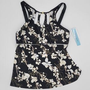 Antonia Melani Medium Cherry Blossom Babydoll Tankini Swimwear Artsy 60s Retro
